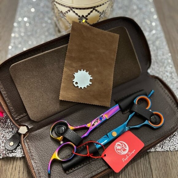 Pet Grooming Shears w leather case NEW - Picture 1 of 3